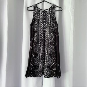 No Boundaries Soft Geometric Mandala Tank Dress Sz Medium (7-9) Black and White